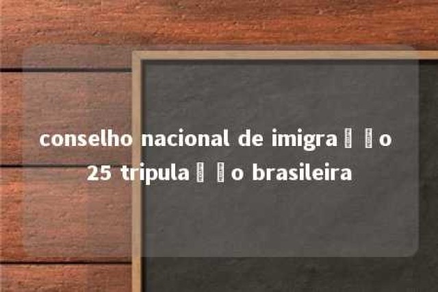 conselho nacional de imigração 25 tripulação brasileira 