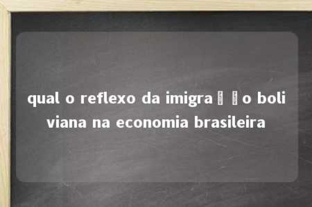 qual o reflexo da imigração boliviana na economia brasileira 