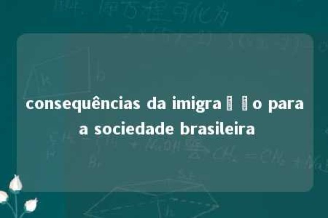 consequências da imigração para a sociedade brasileira 