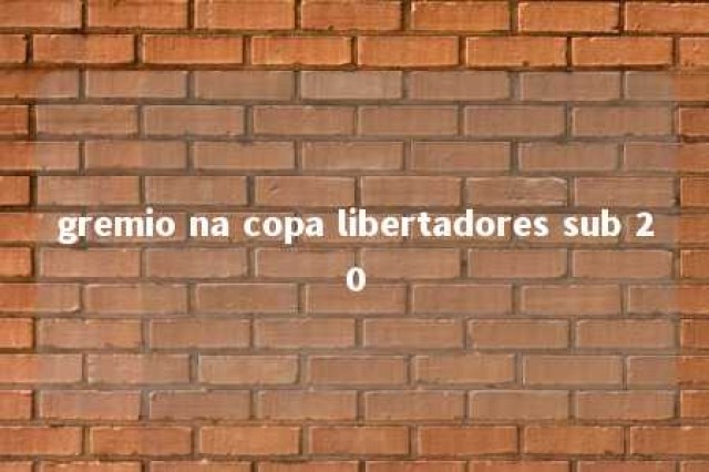 gremio na copa libertadores sub 20 