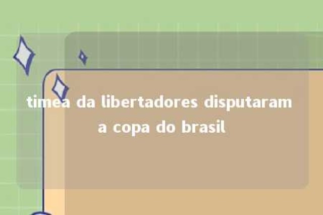 timea da libertadores disputaram a copa do brasil 